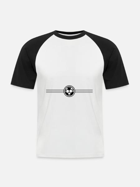 fussball linie - Männer Baseball-T-Shirt - Weiß/Schwarz