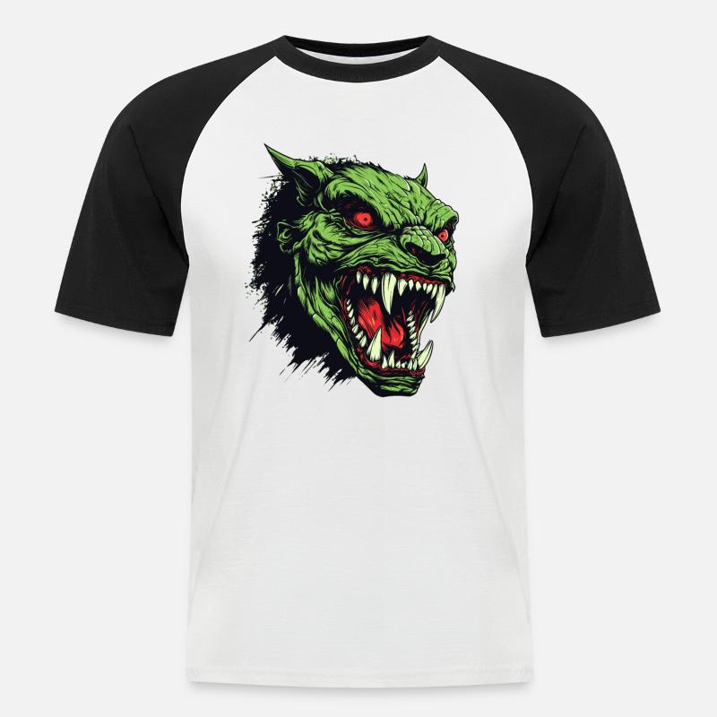 Orkkopf, Dämon, Ghul - Männer Baseball-T-Shirt - Weiß/Schwarz