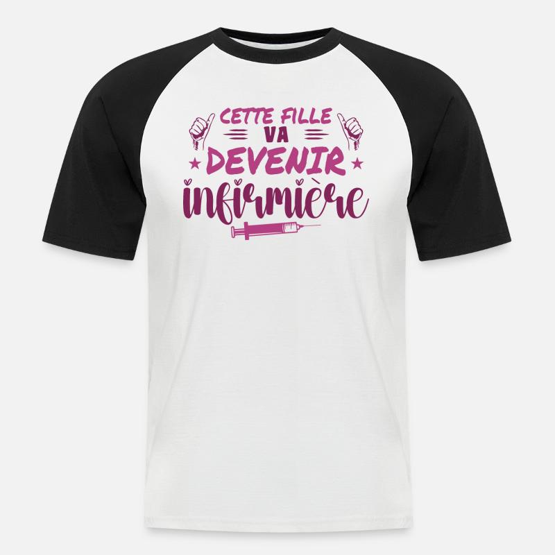 Dieses Mädchen wird Krankenschwester - Männer Baseball-T-Shirt - Weiß/Schwarz