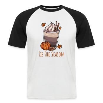 Kaffeeliebhaber Herbst - Männer Baseball-T-Shirt - Weiß/Schwarz - Vorne - Nik (191cm)