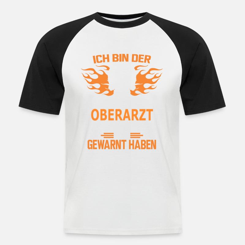 OBERARZT - Männer Baseball-T-Shirt - Weiß/Schwarz