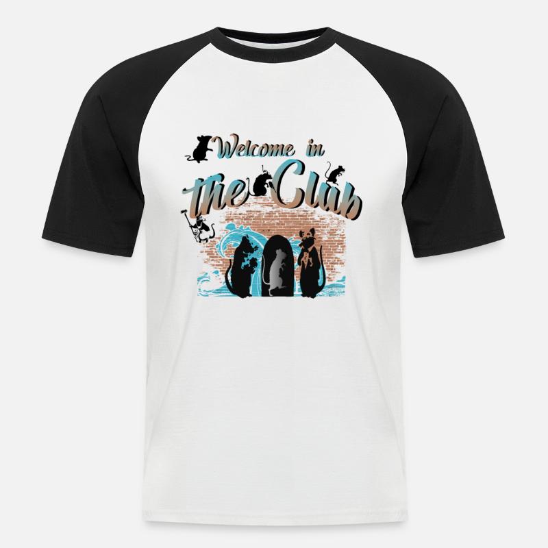 Rats Art Design 2 - Männer Baseball-T-Shirt - Weiß/Schwarz