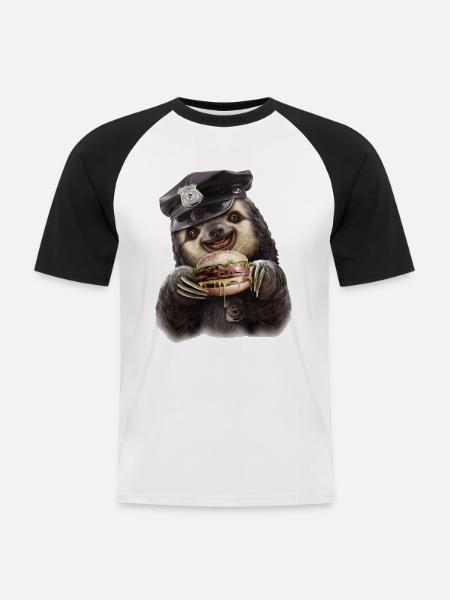 BURGER COP - Men's Baseball T-Shirt - white/black