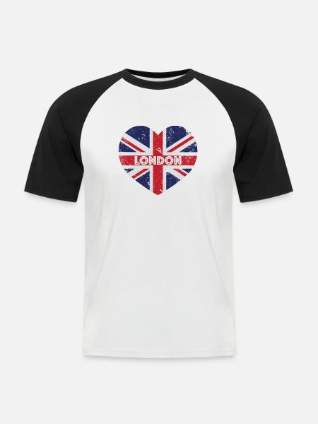 London Herz - Männer Baseball-T-Shirt - Weiß/Schwarz