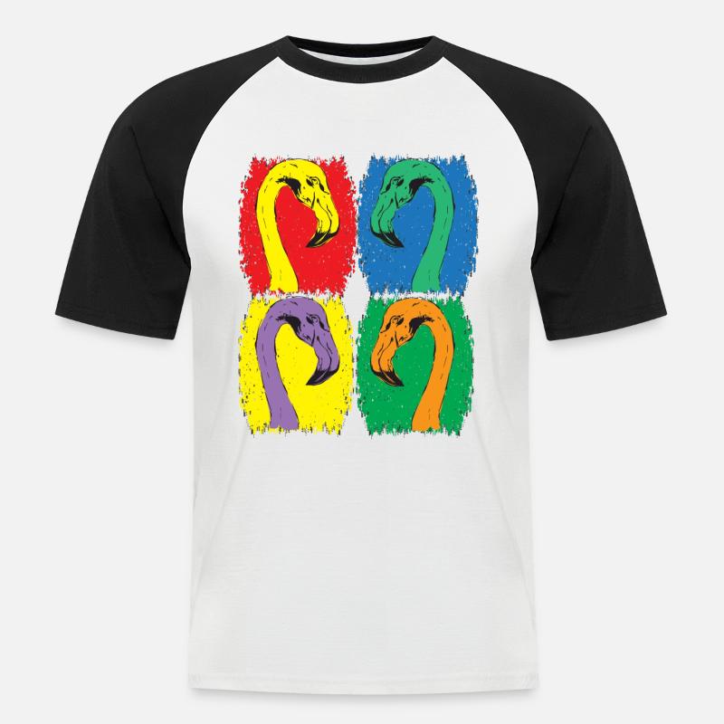 Flamingoköpfe - Männer Baseball-T-Shirt - Weiß/Schwarz