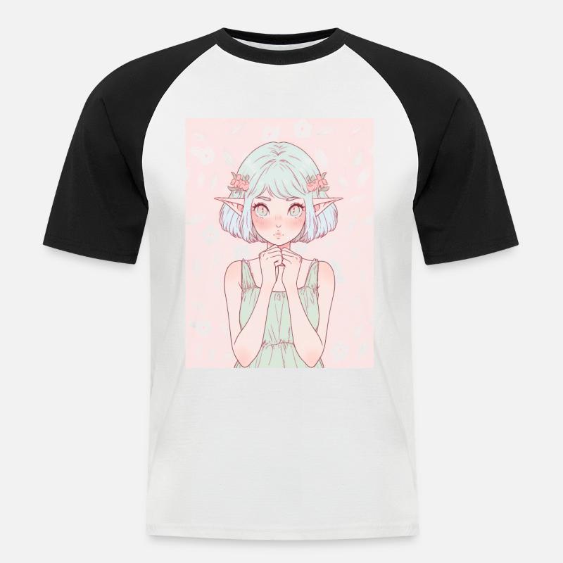 Anime, Mädchen, Geschenk - Männer Baseball-T-Shirt - Weiß/Schwarz