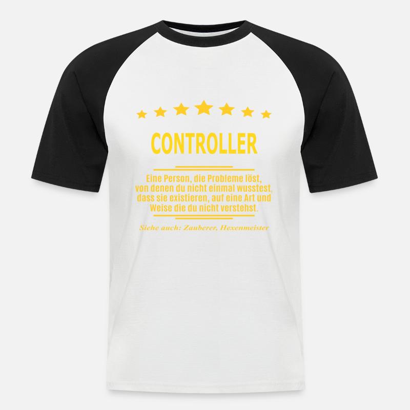 CONTROLLER - Männer Baseball-T-Shirt - Weiß/Schwarz