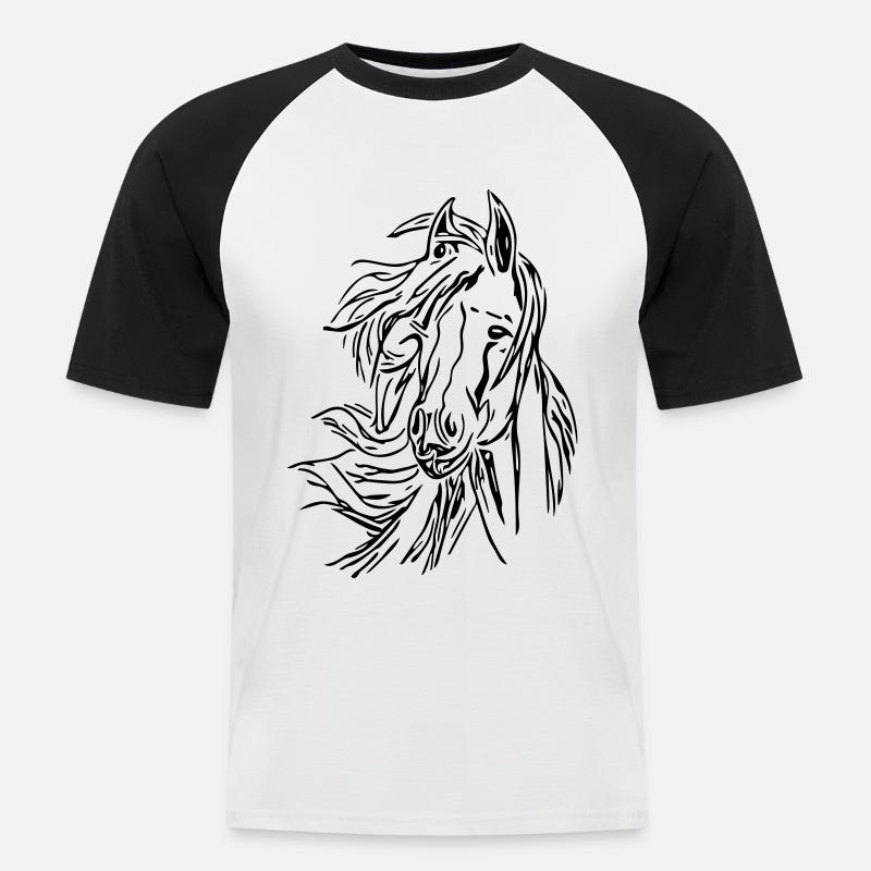 Pferd - Kopf Vector - Männer Baseball-T-Shirt - Weiß/Schwarz