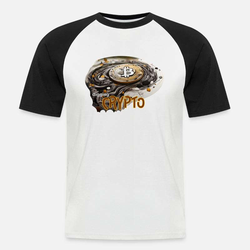 Krypto Währung, crypto digging - Männer Baseball-T-Shirt - Weiß/Schwarz