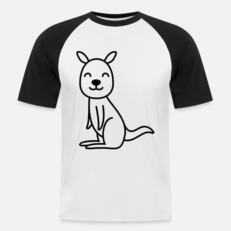 Kangaroo Comic - Männer Baseball-T-Shirt - Weiß/Schwarz