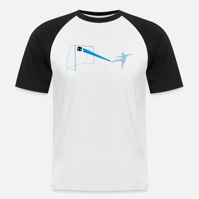 fussballtor - Männer Baseball-T-Shirt - Weiß/Schwarz