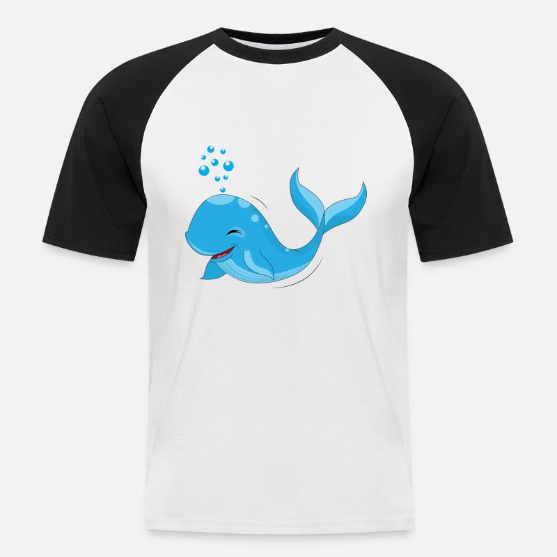Wal - Männer Baseball-T-Shirt - Weiß/Schwarz