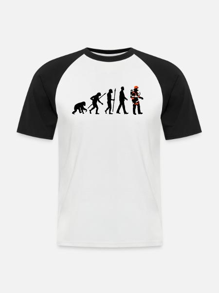 evolution_feuerwehrmann_012015_c_3c - Männer Baseball-T-Shirt - Weiß/Schwarz