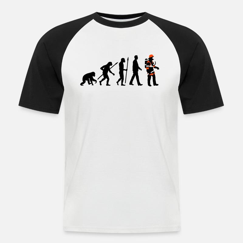 evolution_feuerwehrmann_012015_c_3c - Männer Baseball-T-Shirt - Weiß/Schwarz