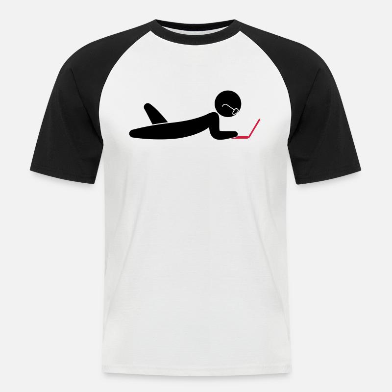 A programmer using a laptop - Men's Baseball T-Shirt - white/black