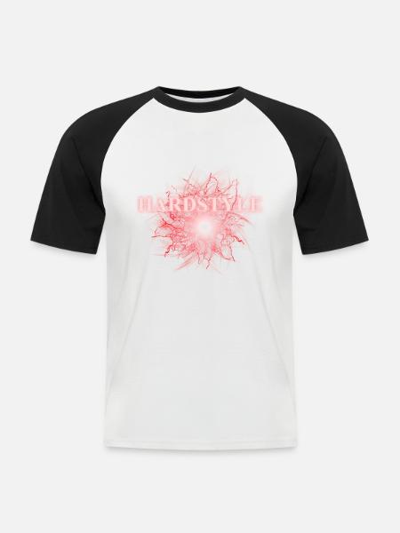 hardstyle_red - Men's Baseball T-Shirt - white/black