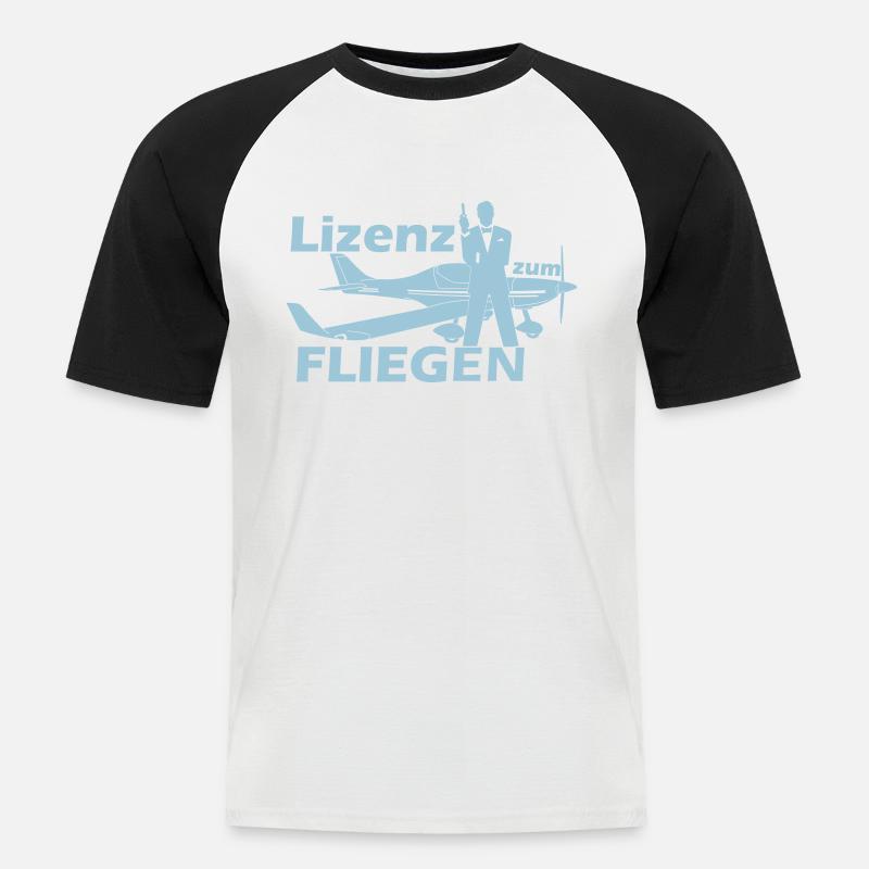 lizenz motorflug - Männer Baseball-T-Shirt - Weiß/Schwarz