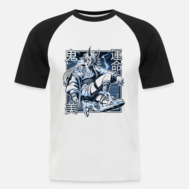 Blauer Kunoichi-Dämon - Männer Baseball-T-Shirt - Weiß/Schwarz