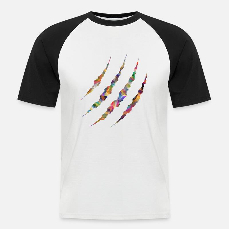 Monster, scratch design - Men's Baseball T-Shirt - white/black