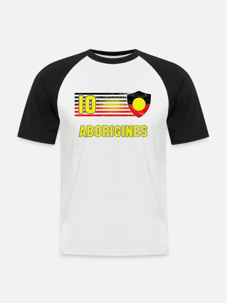 Aborigines Fußball Mannschaft - Männer Baseball-T-Shirt - Weiß/Schwarz