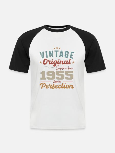 September 1955 Jubileum 1955 September Gift - Mannen baseballshirt korte mouw - wit/zwart