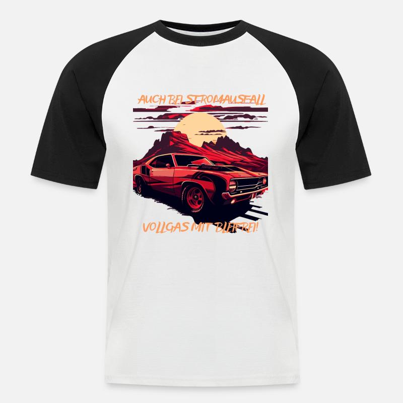 Kein strom, kein Problem - Männer Baseball-T-Shirt - Weiß/Schwarz