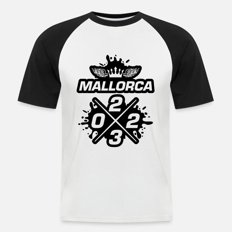 Mallorca 2023 - Männer Baseball-T-Shirt - Weiß/Schwarz