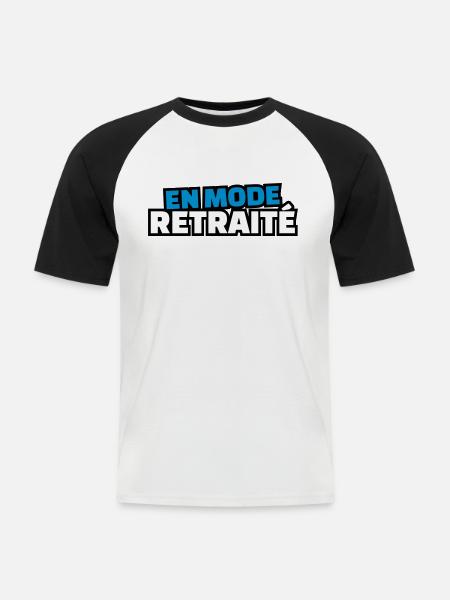en mode retraité - T-shirt baseball manches courtes Homme - blanc/noir
