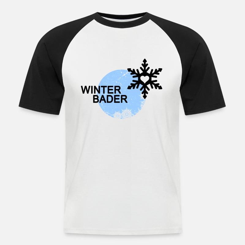 Winterbader Eisbader Winterschwimmen - Männer Baseball-T-Shirt - Weiß/Schwarz