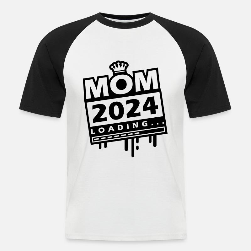 Mama 2024 Loading Mom - Männer Baseball-T-Shirt - Weiß/Schwarz