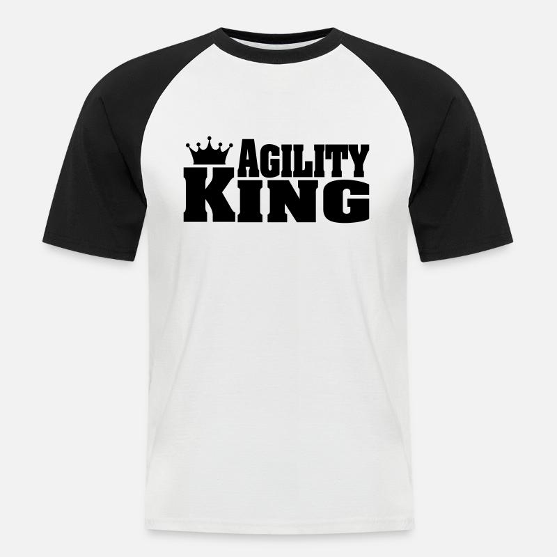 AGILITY KING - Männer Baseball-T-Shirt - Weiß/Schwarz