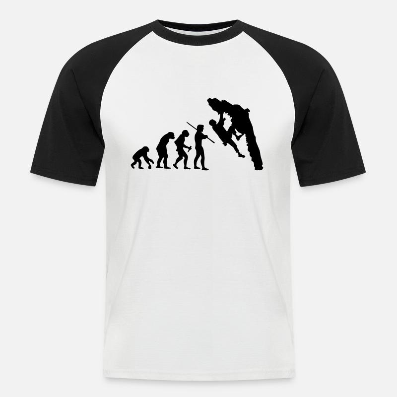 Boulder Evolution - Männer Baseball-T-Shirt - Weiß/Schwarz