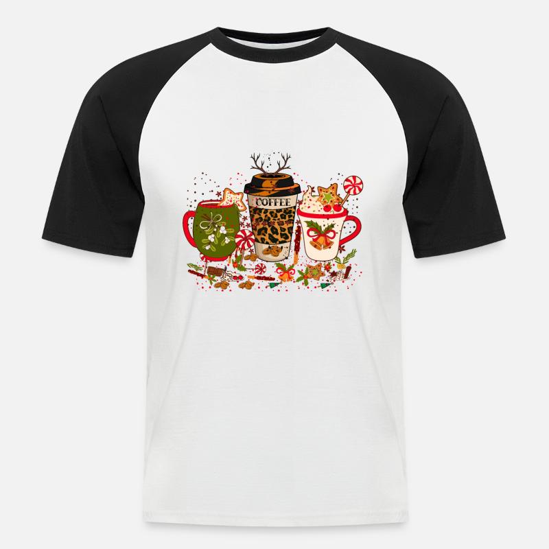Weihnachtskaffee, Weihnachtsfeier, Weihnachtsstimmung - Männer Baseball-T-Shirt - Weiß/Schwarz