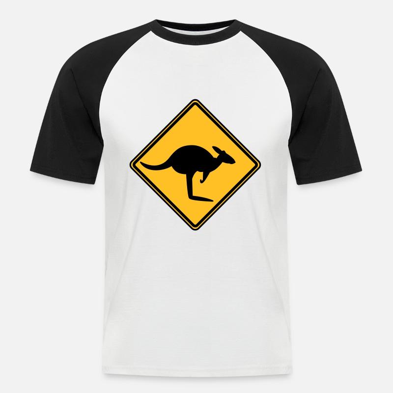 Vorsicht Känguru - Männer Baseball-T-Shirt - Weiß/Schwarz