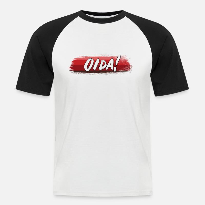 OIDA! - Männer Baseball-T-Shirt - Weiß/Schwarz