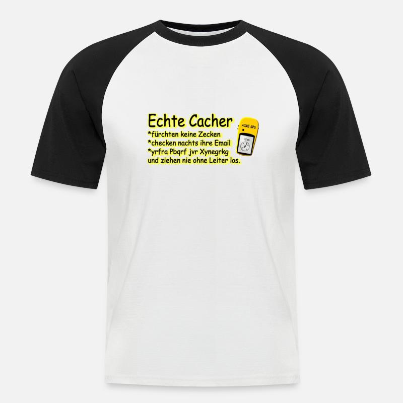echte cacher - Männer Baseball-T-Shirt - Weiß/Schwarz