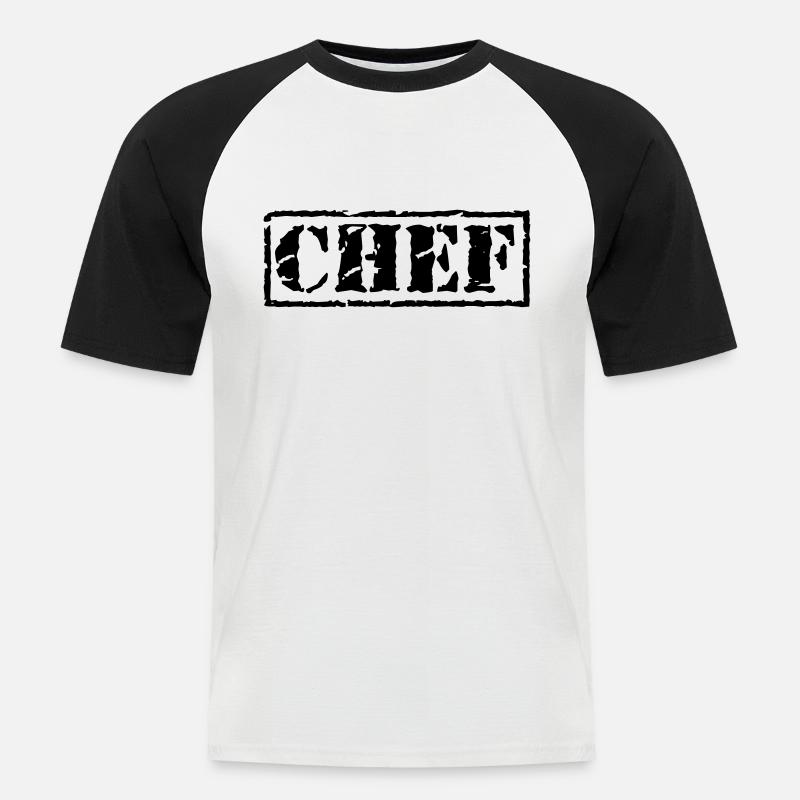 Chef - Männer Baseball-T-Shirt - Weiß/Schwarz