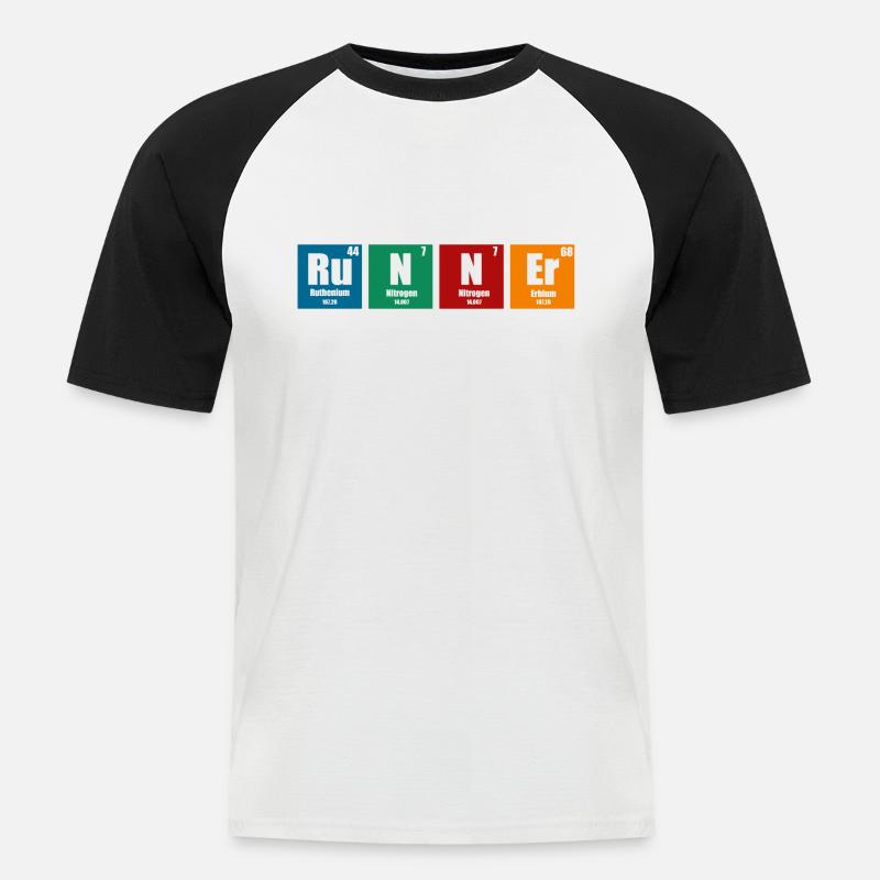 Runner Jogger - Männer Baseball-T-Shirt - Weiß/Schwarz