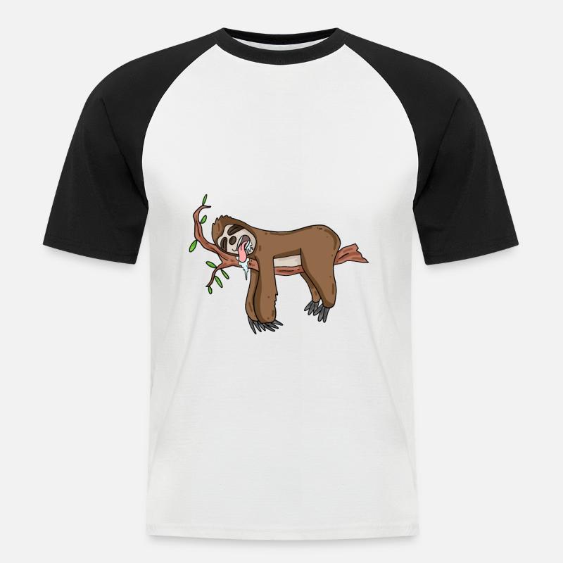 Faultier - Männer Baseball-T-Shirt - Weiß/Schwarz