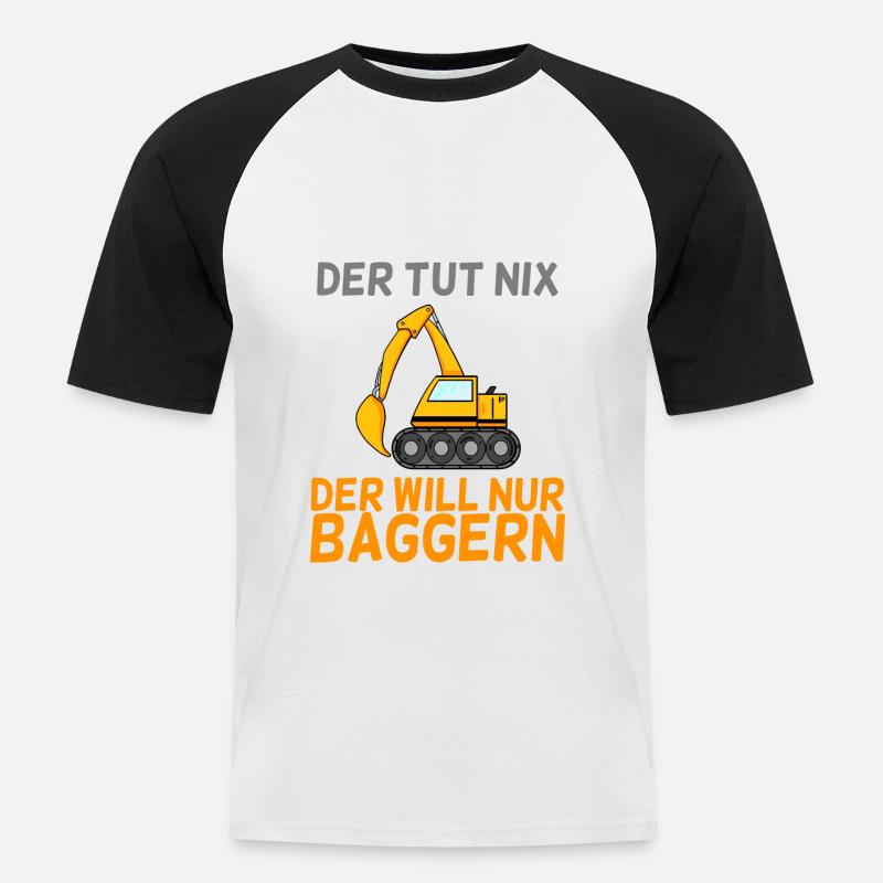 Bagger Baggern - Männer Baseball-T-Shirt - Weiß/Schwarz