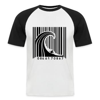 Surf Code - Männer Baseball-T-Shirt - Weiß/Schwarz - Vorne - Nik (191cm)