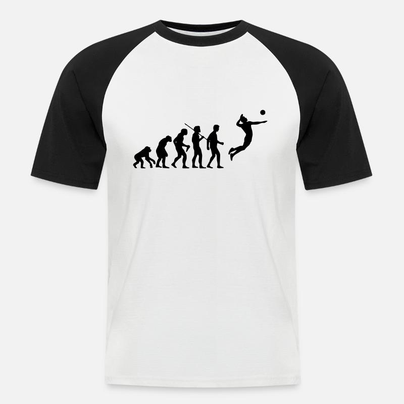 Volleyball Evolution - Männer Baseball-T-Shirt - Weiß/Schwarz