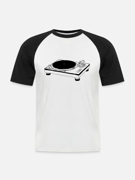 Plattenspieler - Männer Baseball-T-Shirt - Weiß/Schwarz