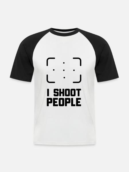 FOTOGRAF - Männer Baseball-T-Shirt - Weiß/Schwarz