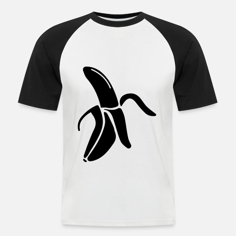 Banane Icon - Männer Baseball-T-Shirt - Weiß/Schwarz