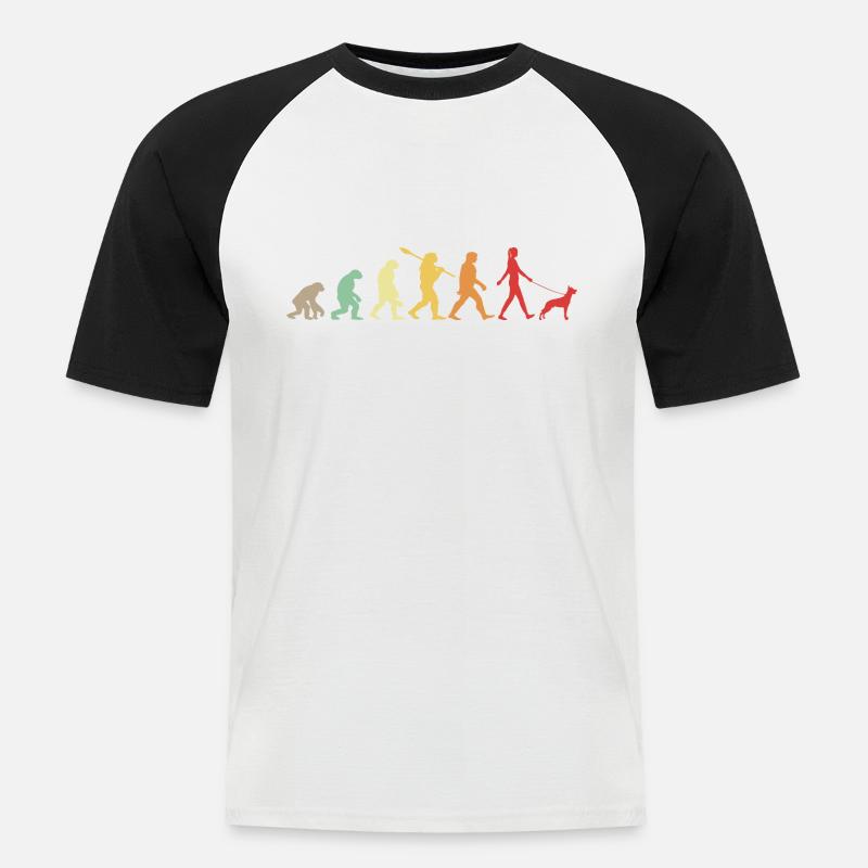 Evolution Lustiger Belgischer Schäferhund Malinois - Männer Baseball-T-Shirt - Weiß/Schwarz