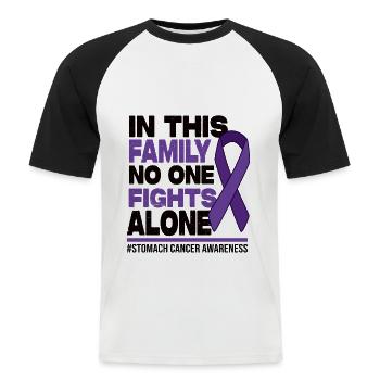 Personne ne se bat seul - Sensibilisation au cancer de l’estomac - T-shirt baseball manches courtes Homme - blanc/noir - Devant - Nik (191cm)