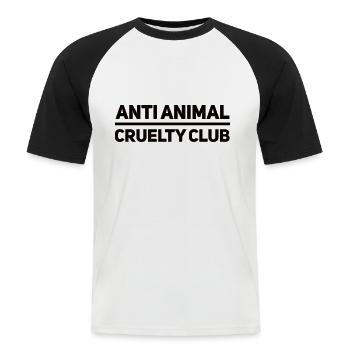 Anti Animal Cruelty Club Vegan Saying - Men's Baseball T-Shirt - white/black - Front - Nik (191cm)