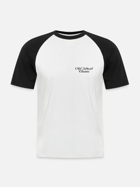 Old School classic Basic Design - Männer Baseball-T-Shirt - Weiß/Schwarz