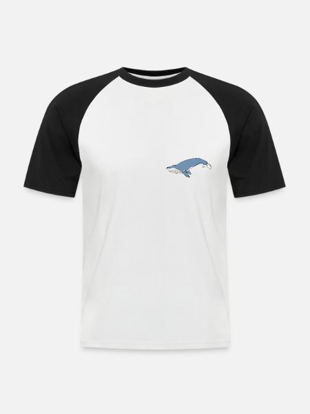 Whale - Men's Baseball T-Shirt - white/black
